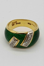 Enamel, diamond and 18ct gold ring by Italian designer Zancan