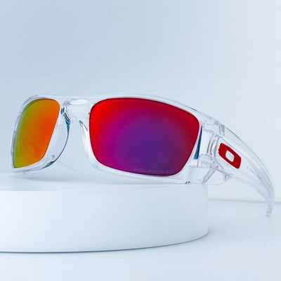 Oakley Fuel Cell OO9096 Clear Frame Ruby Iridium Polarized Sunglasses