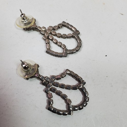 Vintage Classy Party Bling Earrings 1.5 Inch Push Dangle Drop - Picture 4 of 4