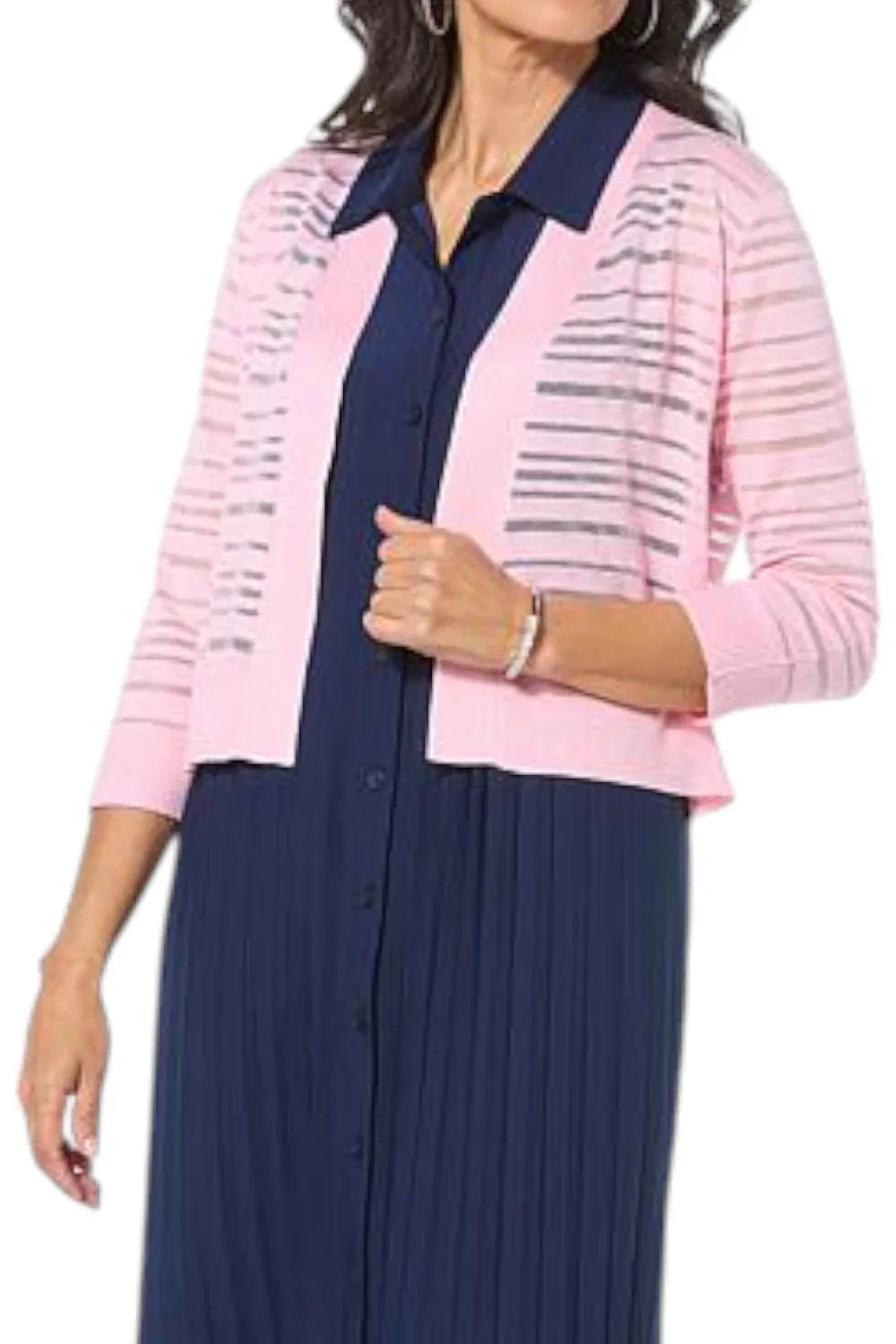 Zapatilla de ballet Nina Leonard para mujer manga 3/4 lisa transparente rosa