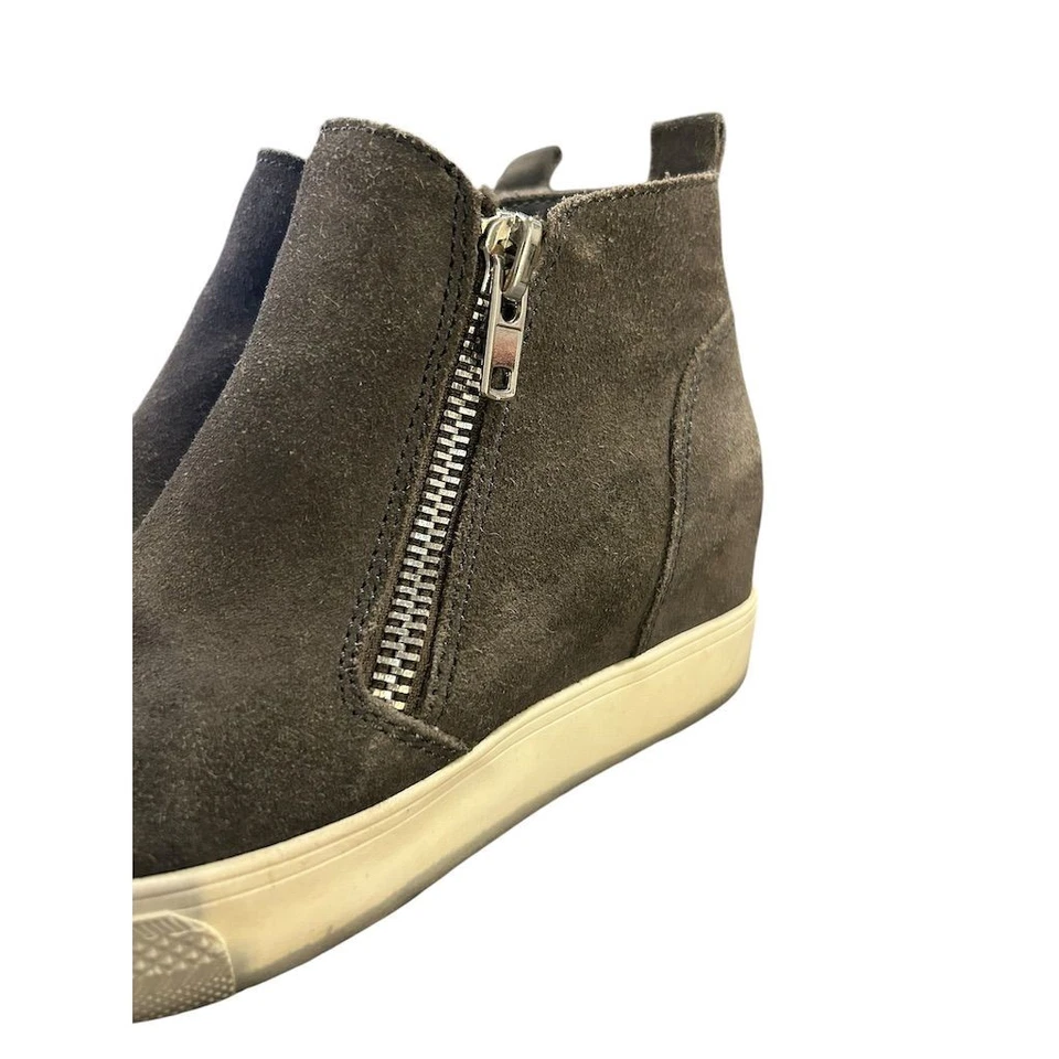 Steve Madden Botín Para Mujer Talla 7 Gris Gamuza Cuña Tenis Zapatos Cremallera Lateral Foto 2 de 4
