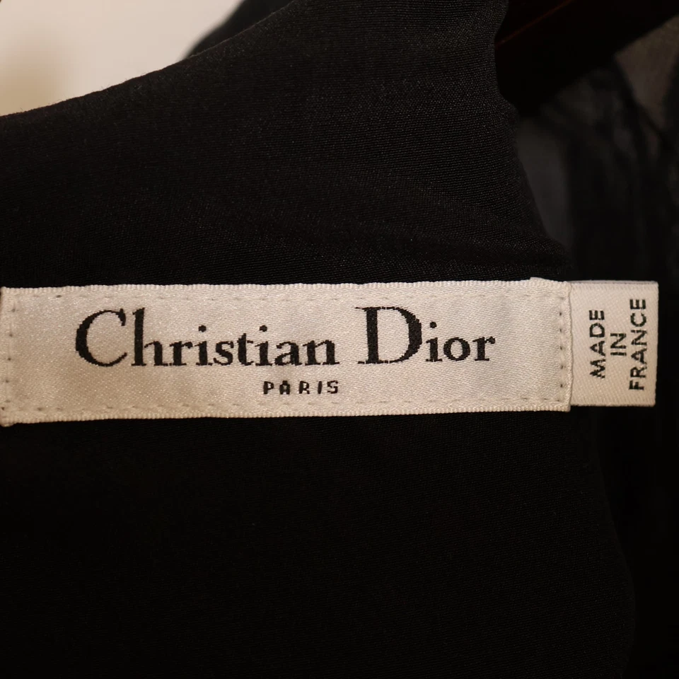 Christian Dior Vestido Negro Con Corpiño Transparente Lana Mezcla Seda Falda US 8/L Foto 3 de 4