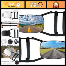 Universal Clip-on Towing Mirrors - Adjustable 360 Rotation 2-piece Set Black