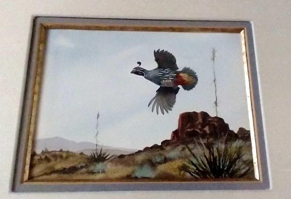 Pintura Acuarela Original David Hagerbaumer Codorniz o Urogallo y Montañas Foto 3 de 4