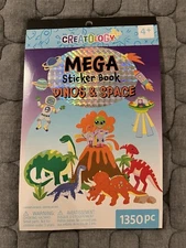 Creatology Mega Sticker Book:  Dinos & Space - 1,350 pc - NEW!
