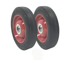 2 Pack - Solid Rubber Flat Free Tire 6" x 1.5" Hand Truck Wheel - 1.25" Offse...