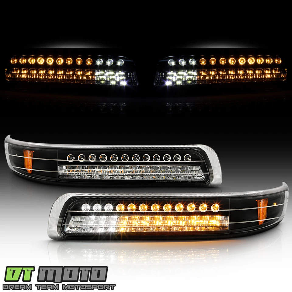 Preto 99-02 Silverado 00-06 Tahoe Suburban Led luzes de sinalização de para-choque esquerda+direita - Imagem 2 de 4
