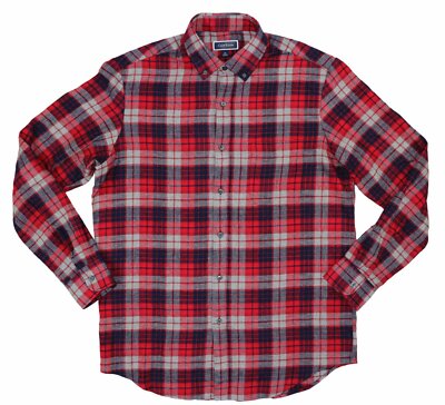 Club Room Oakland Plaid Long Sleeve Flannel Button Down Shirt M NWT Maraschino
