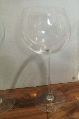 SUPER TALL  Glass CLEAR  BLOWN Balloon /  Wine GlasS  10.5''T. STEM