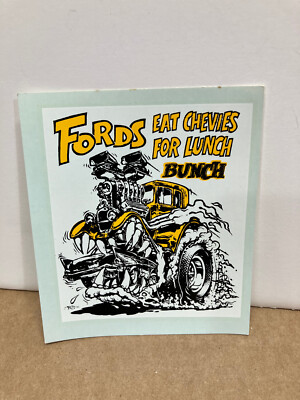 ORIGINAL 1960'S ED BIG DADDY ROTH WATER DECAL FORDS EAT CHEVIES ...