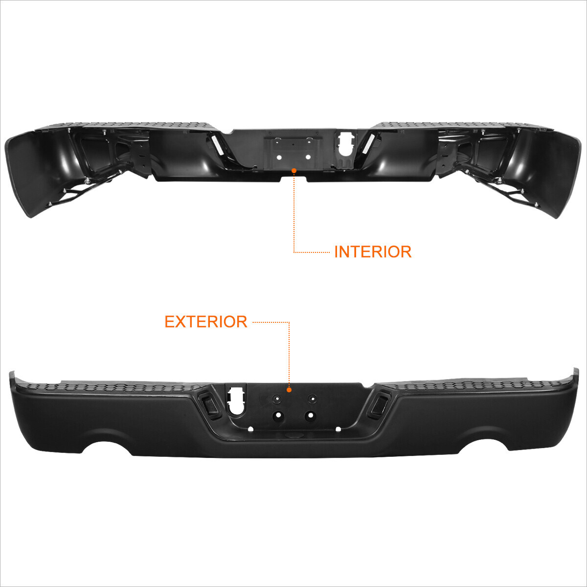 For 09-19 Ram 1500 w/ Dual Exhaust w/o Parking Sensor Holes Rear Bumper Black