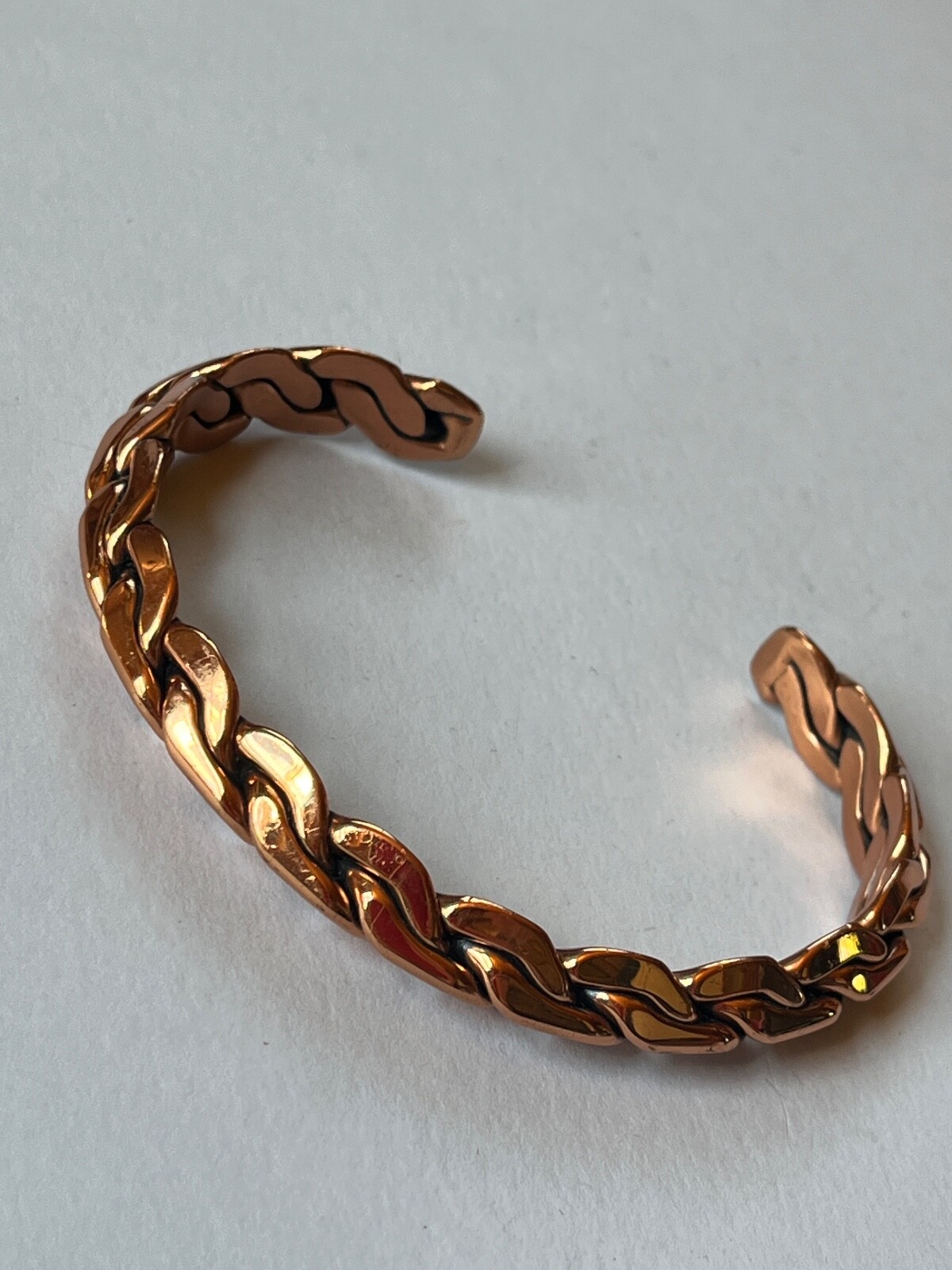 Thick Solid Copper Modified Curb Link Cuff Bangle… - image 1