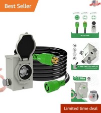 30 Amp Generator Cord and Inlet Box Combo Kit - Waterproof - 25ft Length