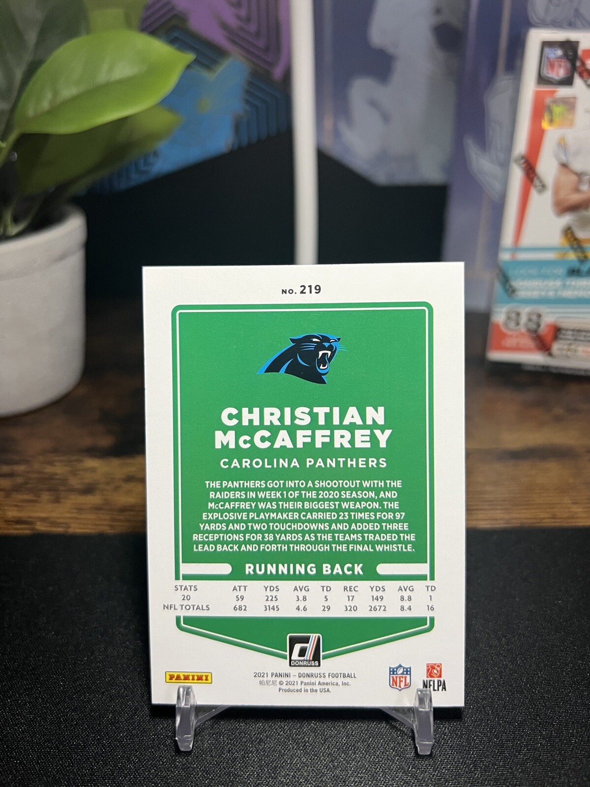 2021 Donruss Premium Gold Press Proof Christian McCaffrey 219 PANTHERS