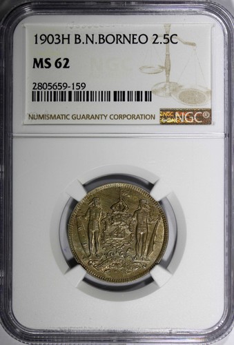 British North Borneo 1903 2-1/2 Cent NGC MS62 LIGHT TONED Heaton RARE KM# 4 (59) - Picture 2 of 5