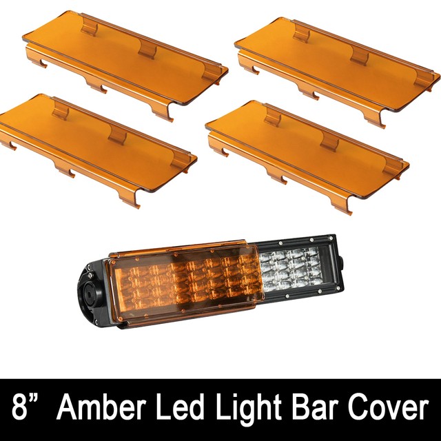 4X 8inch Amber Straight Curved LED Light Bar Cover Offroad 32'' SUV 50