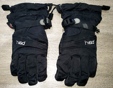 boys HEAD size medium WINTER GLOVES solid black ADJUSTABLE WRISTS NICE 