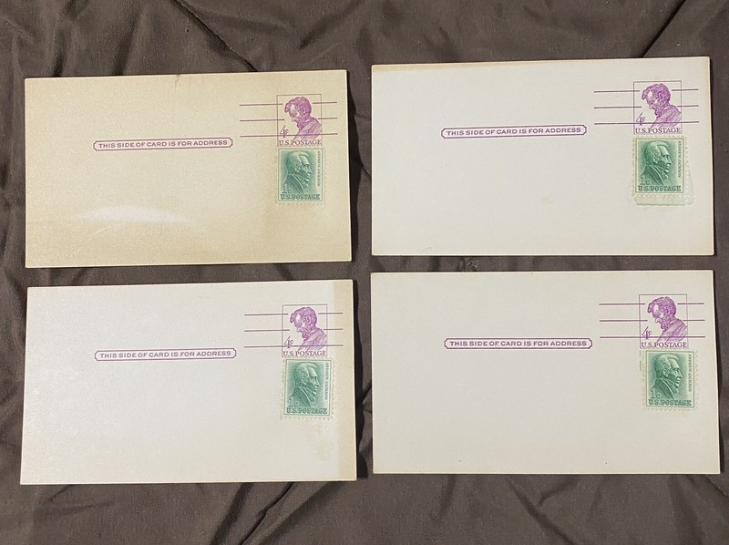 Antique - Lot of 4 - 1962 US Postal cards - 4c + 1c Andrew Jackson Stamp - rare