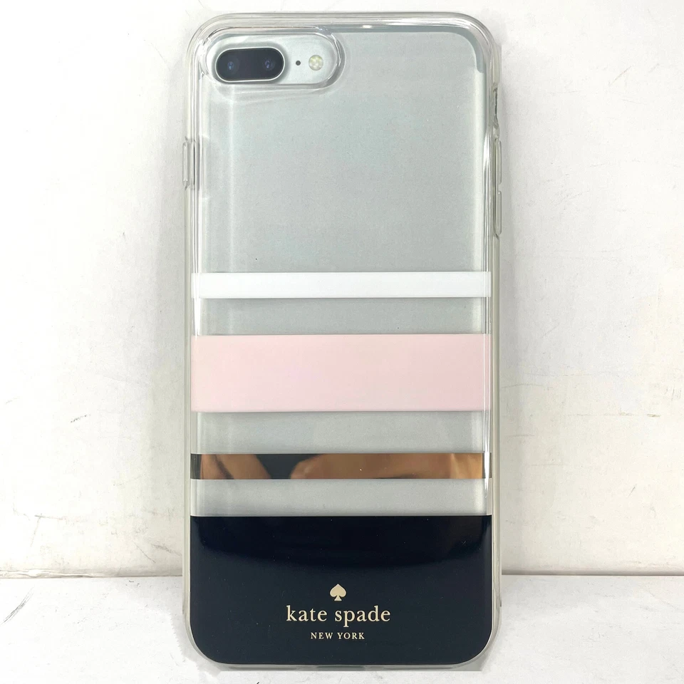 Kate Spade iPhone 7 Plus iPhone 8 Plus Charlotte Stripe Pink Clear Flexible Case - Image 3 of 4