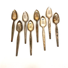 Set of 8 Wm Rogers Nassau Pattern Stainless Grapefruit Fruit Spoon Made in USA