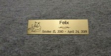 1x4 Custom Engraved Cat Memorial Brass Plate Plaque Pet