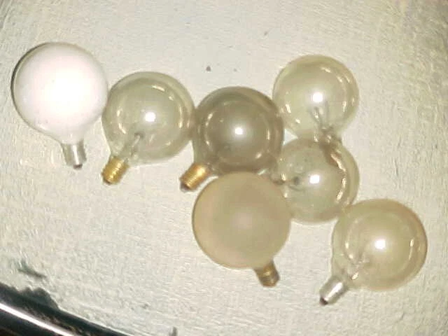 ANTIQUE LIGHT BULBS GLOBE C7 CANDLABRA BASES 7 BULBS - Image 2 of 2