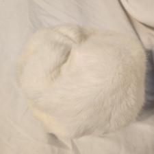 Vintage 1960s Faux Fur Pillbox Hat Ivory Ladies
