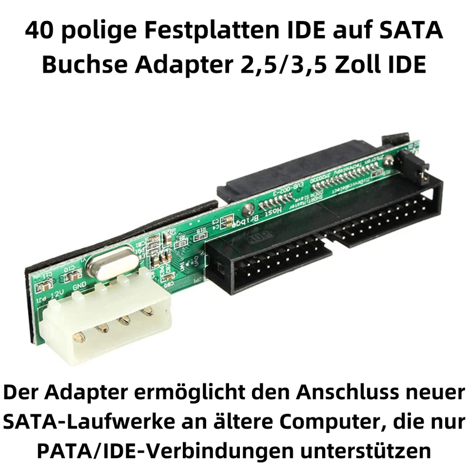 M17M SSD/SATA zu IDE Adapter 7+15 Pin Buchse HDD auf IDE 2.5" 3.5'' 40 polig IDE - Bild 2 von 4