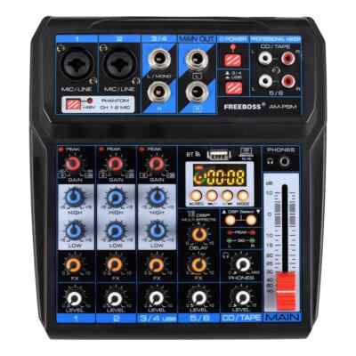 6 Channel Sound card 16 DSP Effects Audio Mixer USB Play and Record Bluetooth PC