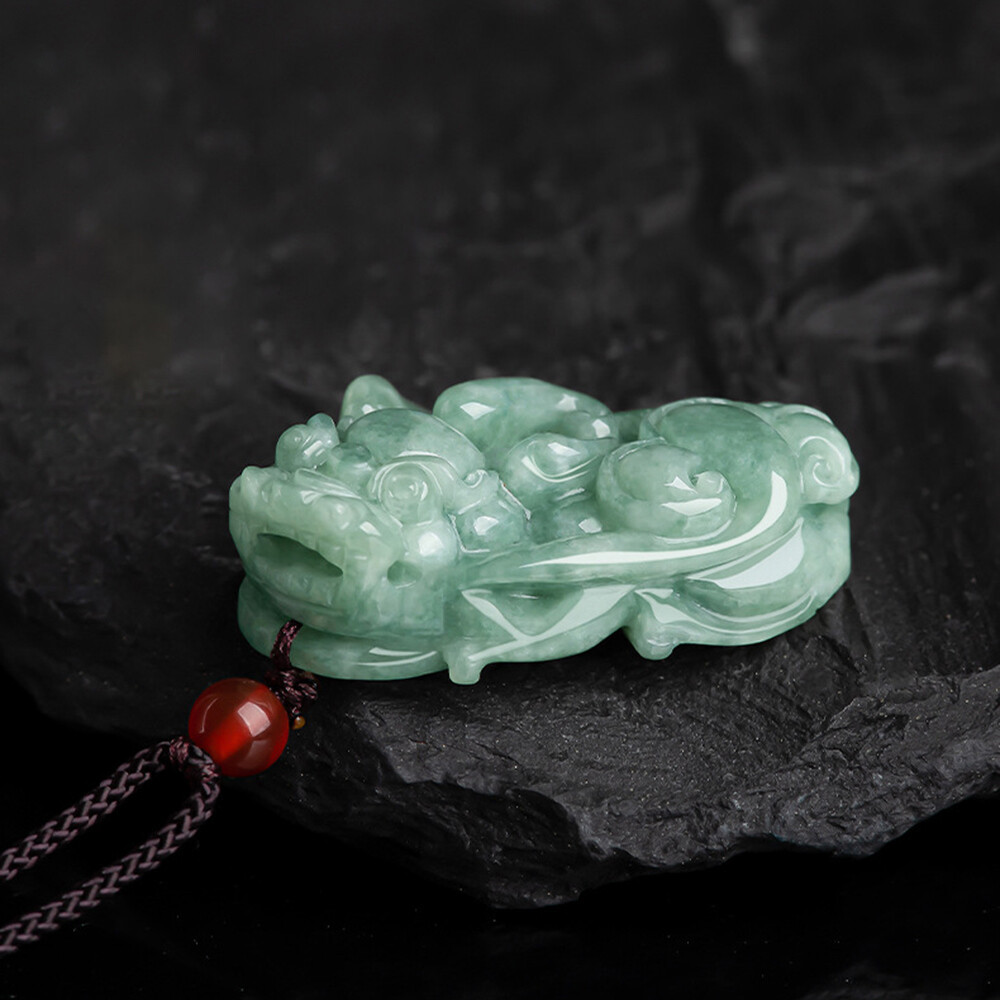 Natural Certified Jadeite Pendant Lucky Bless Pixiu Pendant Woman Man Gift