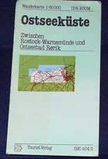 Wanderkarte Ostseek&uuml;ste zwischen Warnem&uuml;nde und Rerik DDR 1983 gute Erhaltung