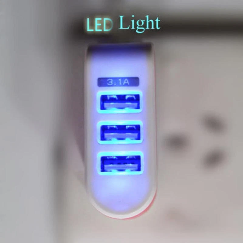 Triple USB Charging Port Data w/ Cable wall Charger Cord for Adriod Cell phones - Image 2 of 4