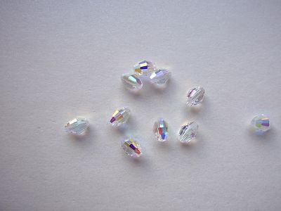 5 Swarovski  Kristall Perlen BARREL BEAD OLIVEN 6 x 4mm CRYSTAL AB Art. 5200