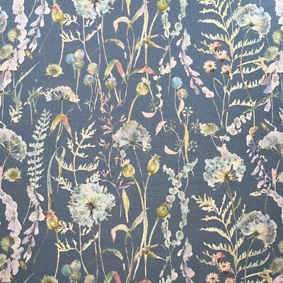 Bio Leinen Montagna Saphir Blau Pusteblume Blumen Polsterstoff Material