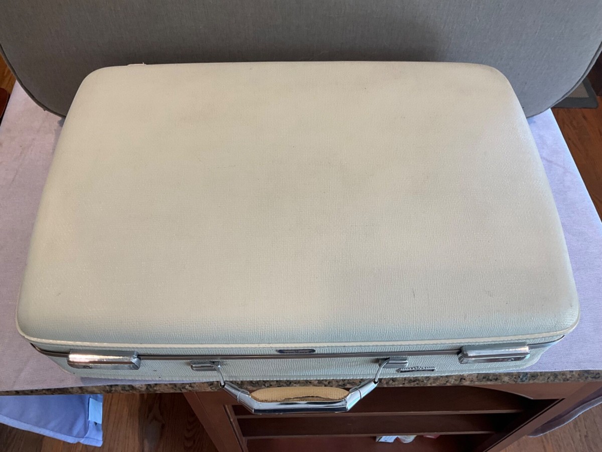 White Hard Case American Tourister Tiara Luggage Antique/Vintage