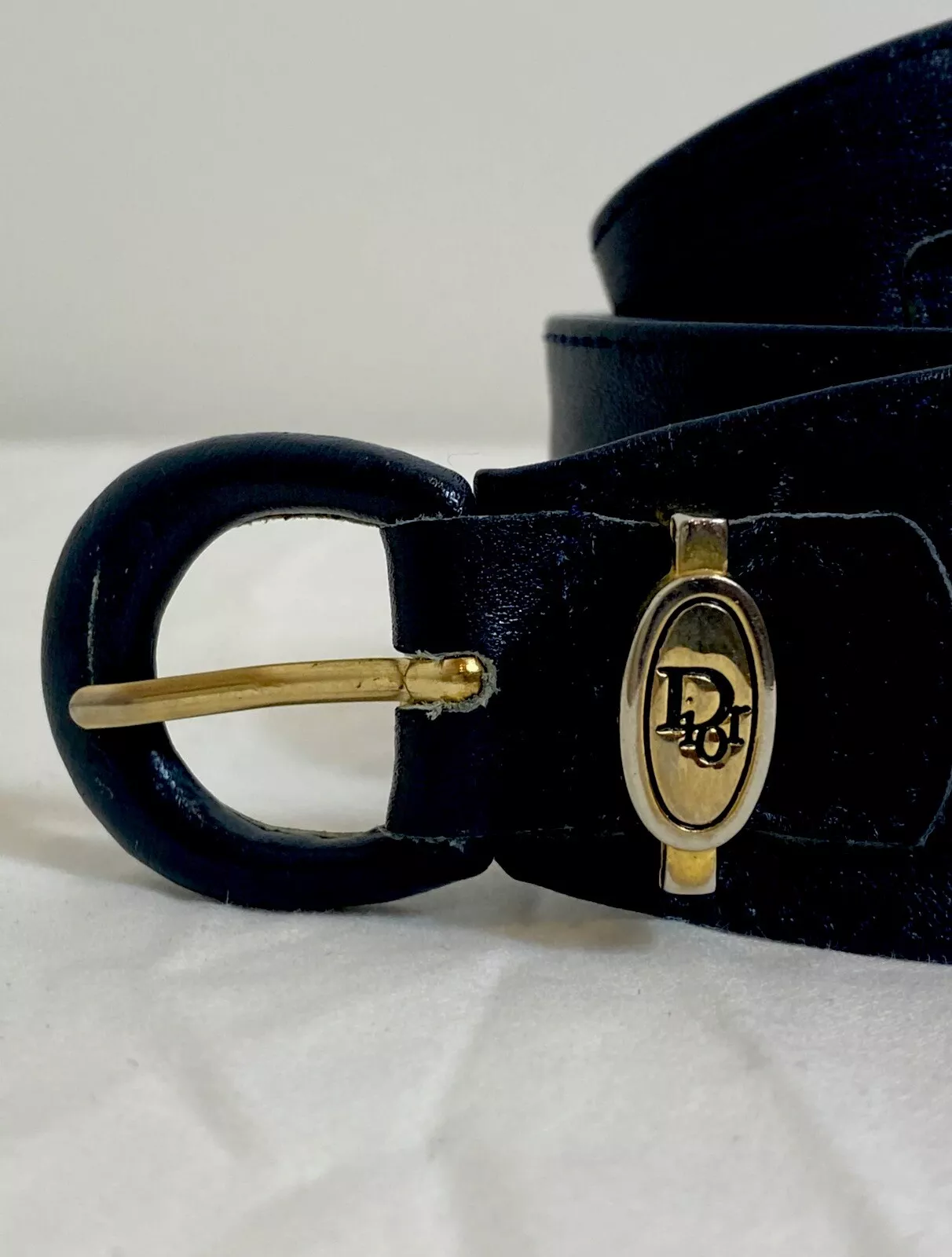 Ceinture Christian Dior skinny en cuir noir taille S 17020 vintage