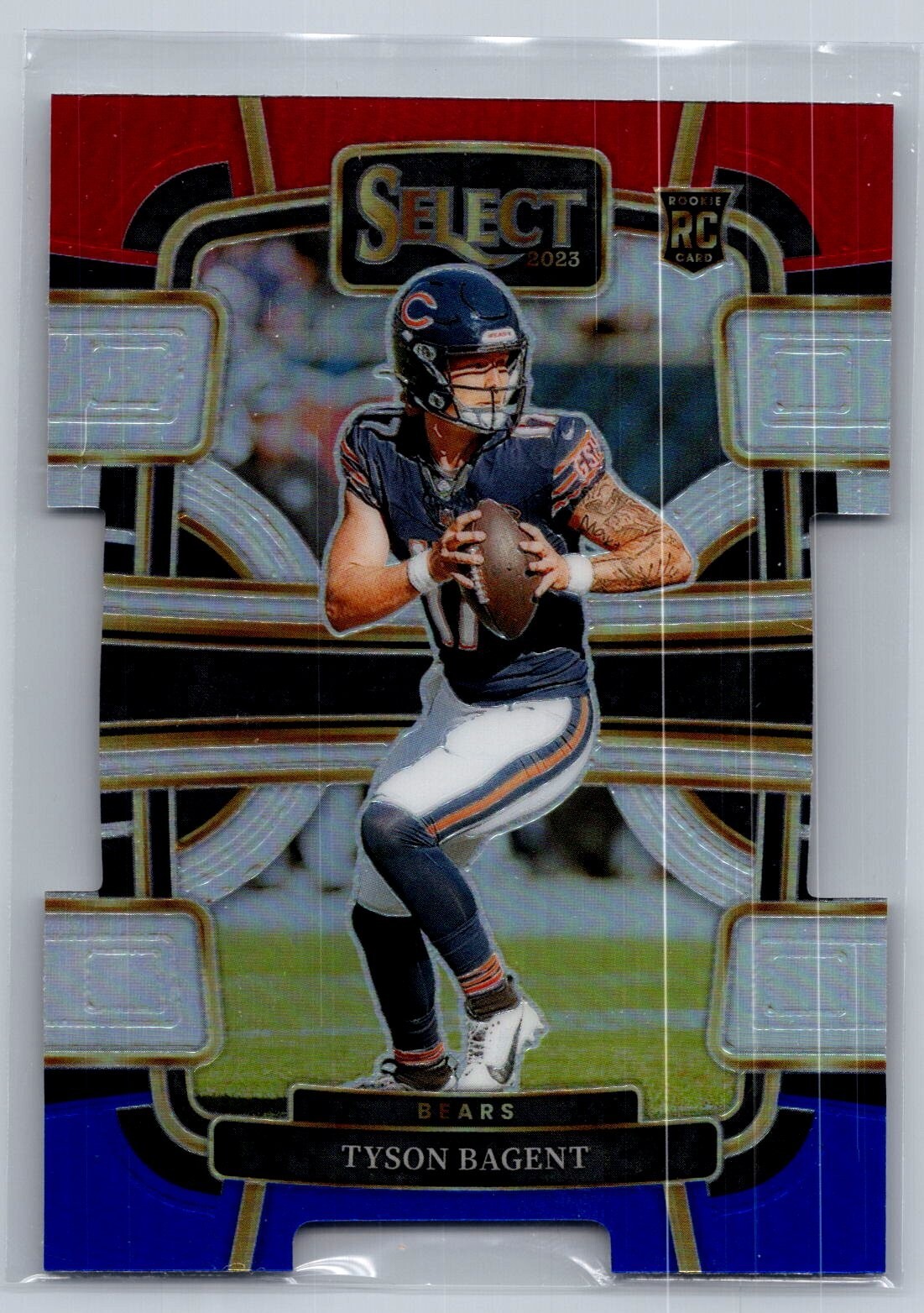 2023 panini select football tyson bagent red and blue prizm die-cut rc #18