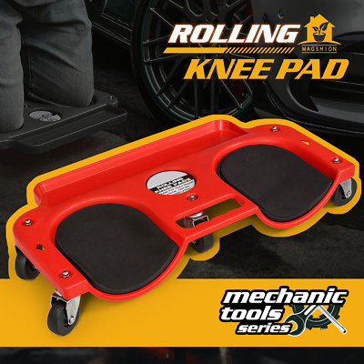 Red[ROLLING UPHOLSTERED CREEPER]Mechanic Automotive Repair Knee Protection Dolly