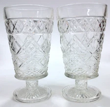 2 X Hazel Atlas Big Top Peanut Butter VTG Footed Iced Tea 5 5/8" Glasses MCM USA