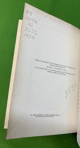 GOETHE 1854 Hermann and Dorothea ex-lib book translated to ENGLISH Riker Thorne - Picture 7 of 12