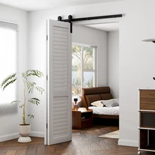 3FT-12FT Bifold Sliding Barn Door Hardware Kit for 2/4 Doors Modern Heavy Duty