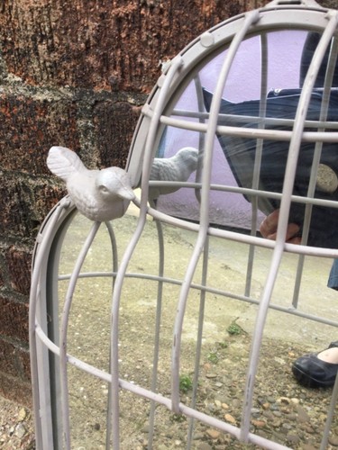 French Rustic Large Grey Metal Bird Cage Mirror for Garden / Inside - Picture 5 of 6