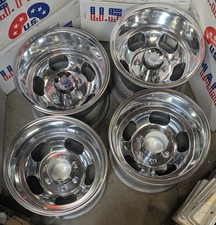 4 VINTAGE 6-LUG POLISHED 15x10 SLOT MAG WHEELS CHEVY/GMC TRUCK TOYOTA DATSUN 4x4
