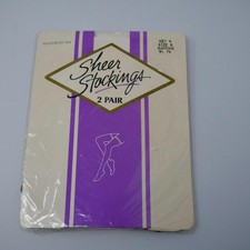 Vintage Kmart 2 Pairs Sheer Nylon Stockings Size B Medium/Tall Suntone USA NIP