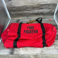 Vintage Fire Fighter Gear Duffle Bag Pro Tuff Red Carrier