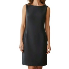 Kasper Shift Dress Size 12 Black Sleeveless Kick Pleat Hidden Back Zip Lined