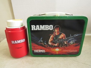 Vintage 1985 Rambo Thermos Brand Metal Lunch Box With Thermos No Cup