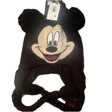 Disney Mickey Mouse Winter Hat With Pom Pom Ears New With Tags One Size