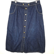 Vintage St Moritz Jean Skirt Size Small Snap Up Midi Western Festival 70s Retro