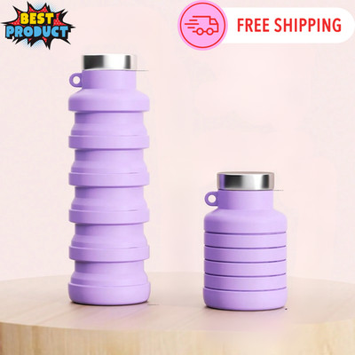 Collapsible BPA-free Silicone Water Bottle Foldable Lightweight Travel Friendly